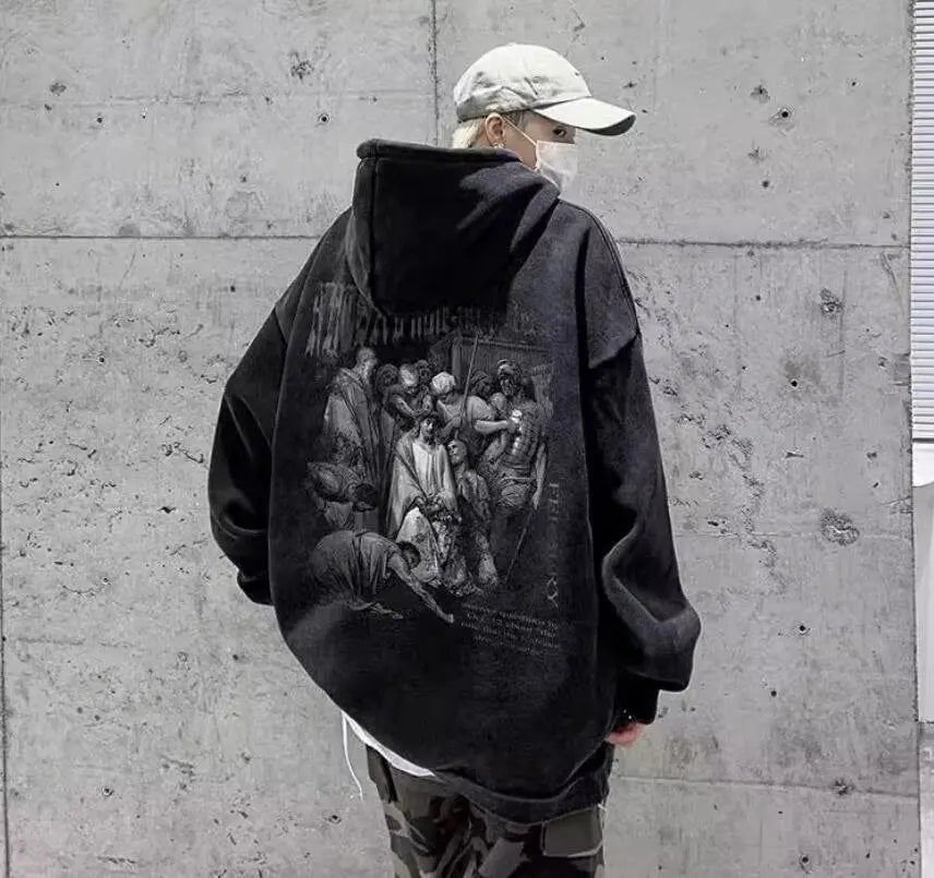 Hiphop Men's Oversized Unisex Thermal Sweatshirts