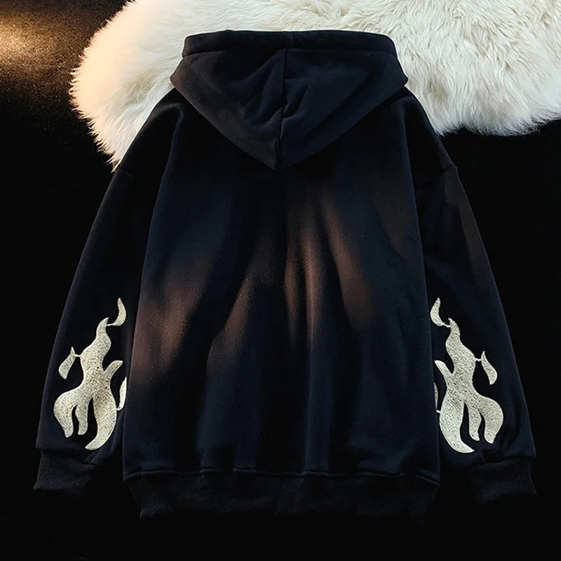 Embroidery Hoodies Street Zip Up Hoodie