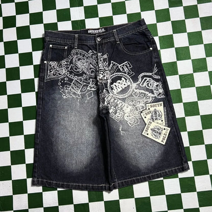 Streetwear Grraphic Denim Shorts