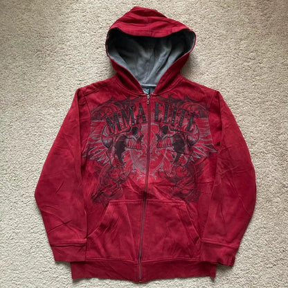 Oversized Skull Pattern Printed Hoodie