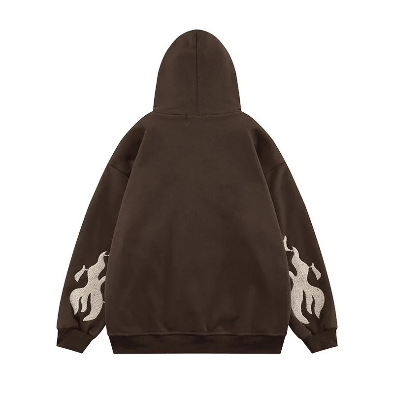 Embroidery Hoodies Street Zip Up Hoodie