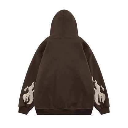 Embroidery Hoodies Street Zip Up Hoodie