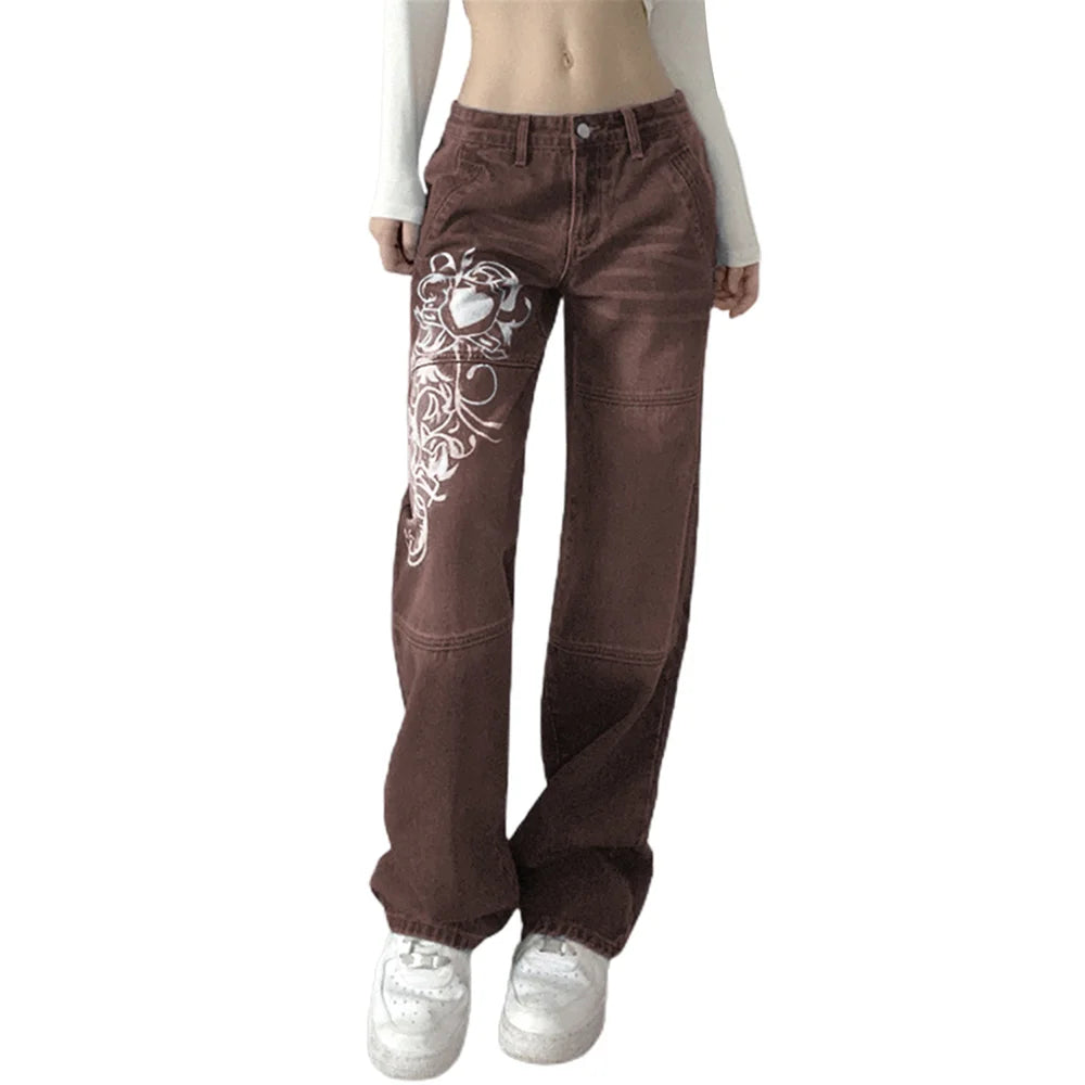 Low Waisted Y2k Graphic Denim