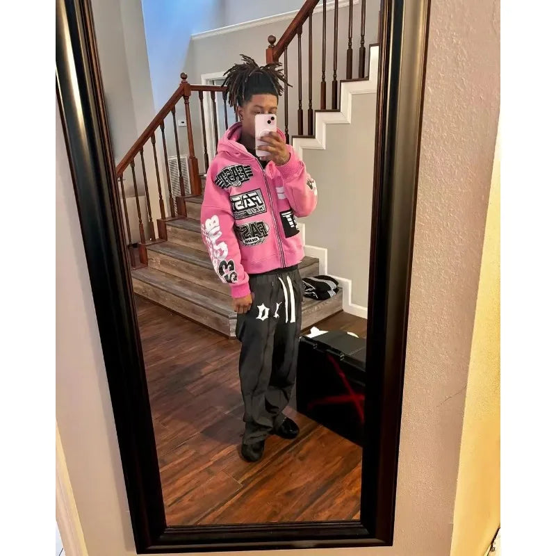Y2k American Retro Zip Hoodie