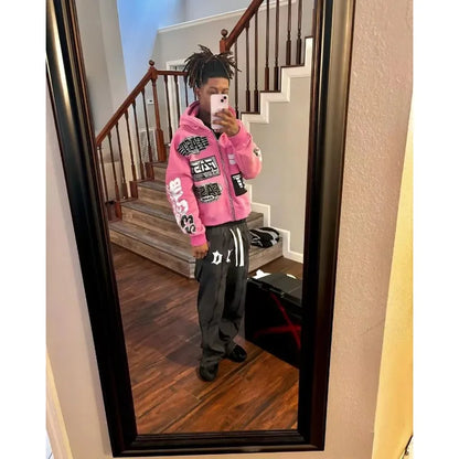 Y2k American Retro Zip Hoodie