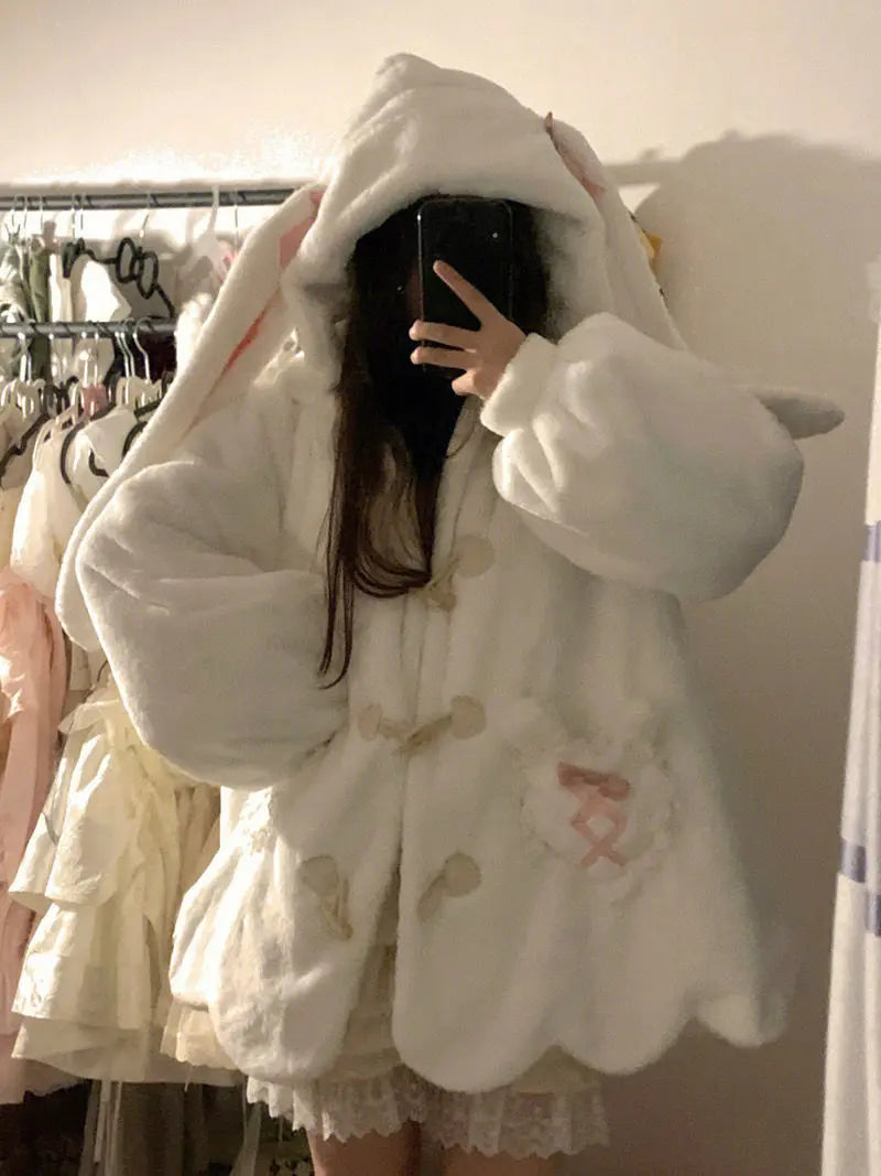 Japanese Style Cute Rabbit Ears Oversized Coat