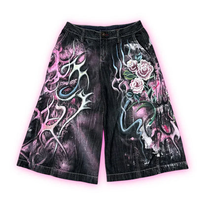 Streetwear Grraphic Denim Shorts