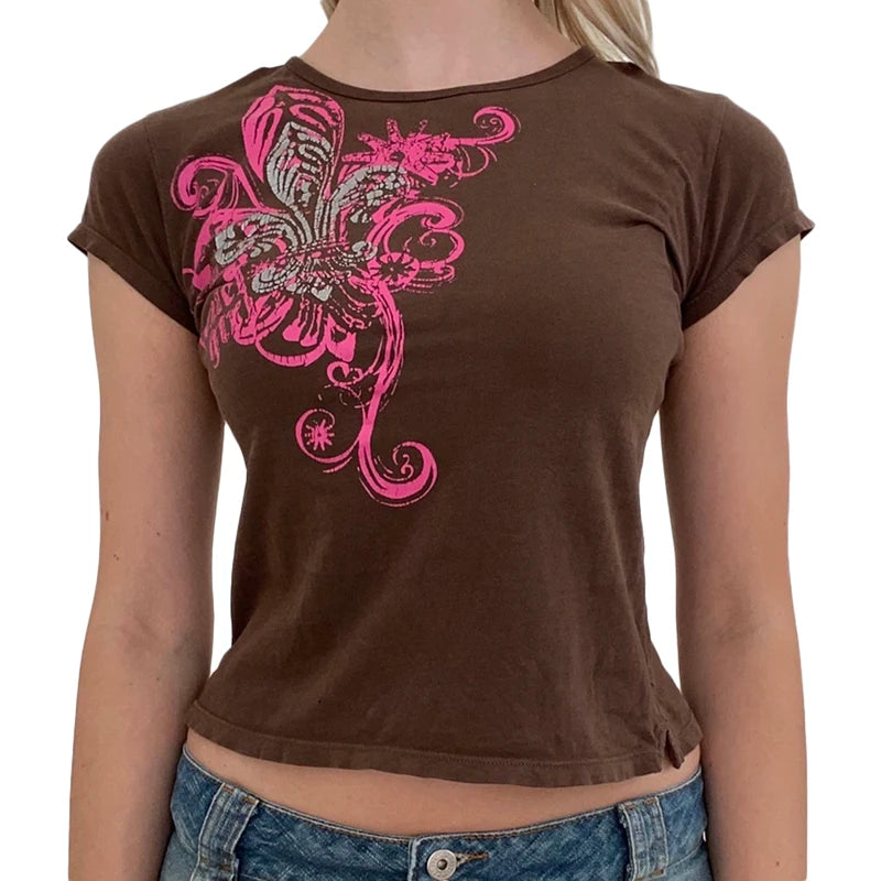 Grunge Graphic Crop-Top