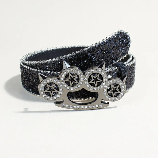 Brass Knuckle Rhinestone Belts