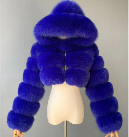 Imitation Fox Fur Long Sleeve Fur Coat