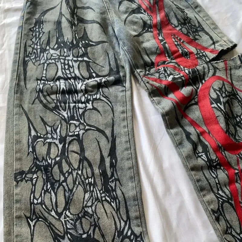 Punk Streetwear Baggy High Waist Jeans