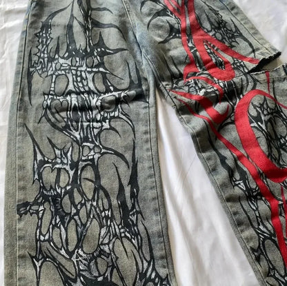 Punk Streetwear Baggy High Waist Jeans