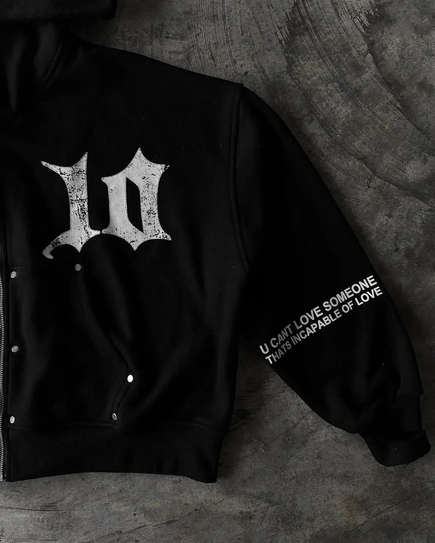 NARCISSIST Black Gothic Zip Up Hoodies