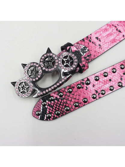 Brass knuckle Leather Belt
