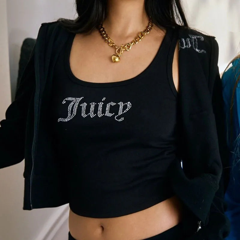 Rhinestone Trendy Crop Top