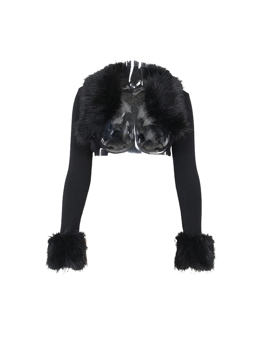 Women's Cropped Knitted Long Sleeve Cardigan Tops