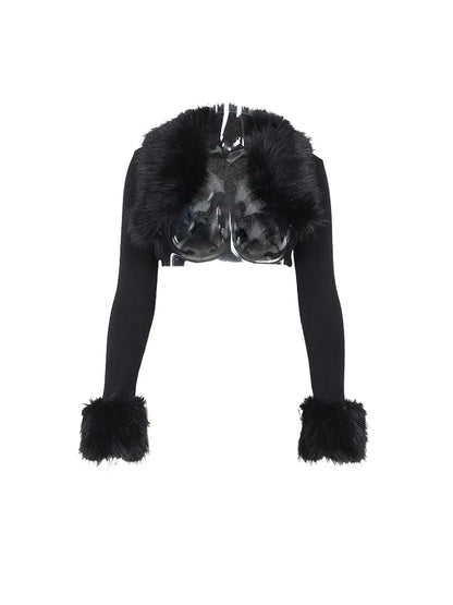 Women's Cropped Knitted Long Sleeve Cardigan Tops