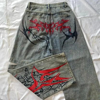 Punk Streetwear Baggy High Waist Jeans