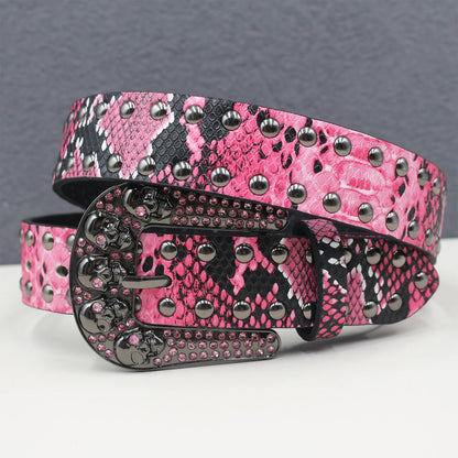 Snake pattern Leather Belt