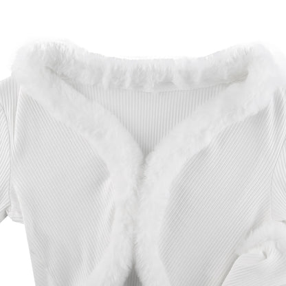 Women's Cropped Knitted Long Sleeve Cardigan Tops