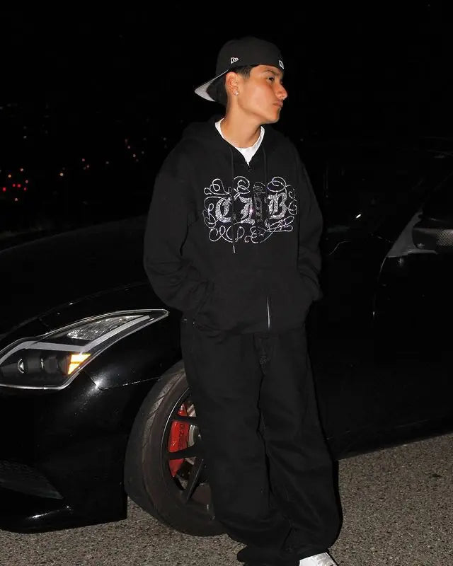 Casual Streetwear Rhinestone Hoodie