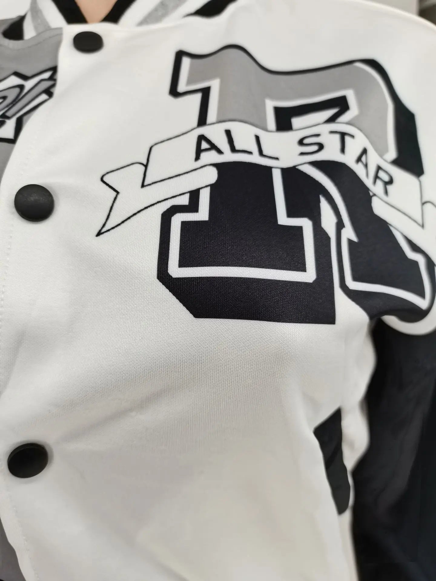 LW Baseball Collar Letter Print Varsity Jacket