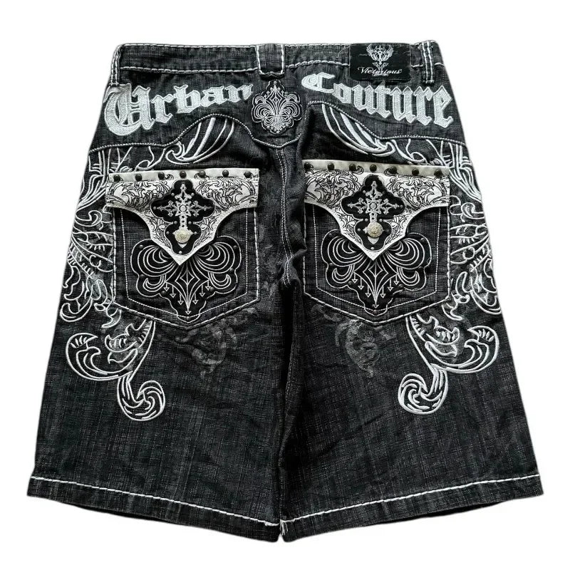 Streetwear Grraphic Denim Shorts
