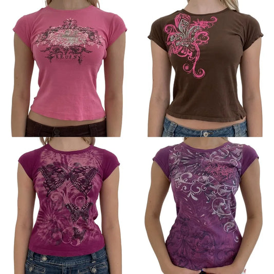Grunge Graphic Crop-Top