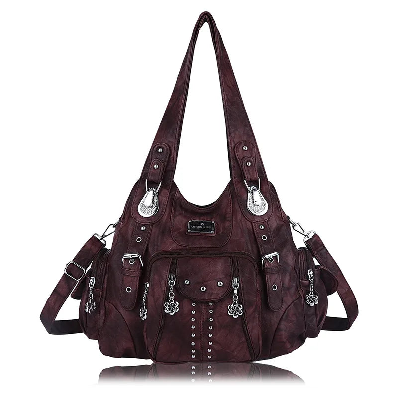 Angel kiss Retro Leather Shoulder Bags