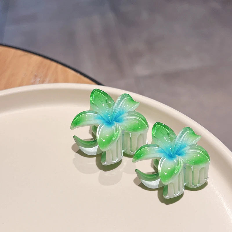 2Pcs Hawaiian Flowers Gradient Hair Clips