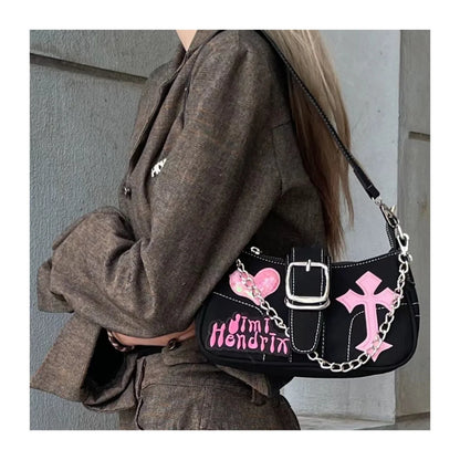 Y2K Black And Pink Shoulder Bag