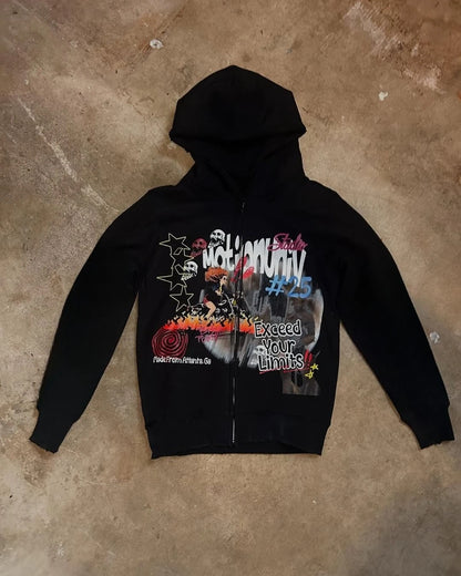 Loose Retro  Y2K Graffiti Hoodie