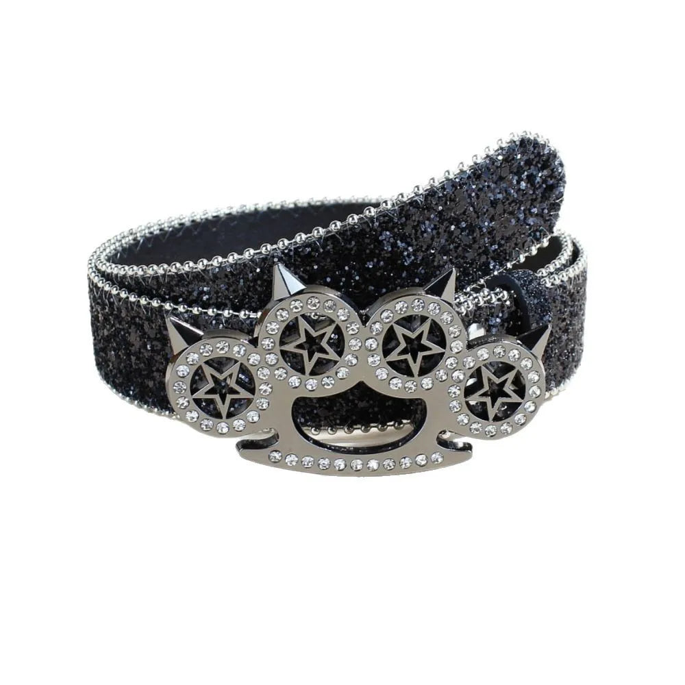 Brass Knuckle Rhinestone Belts