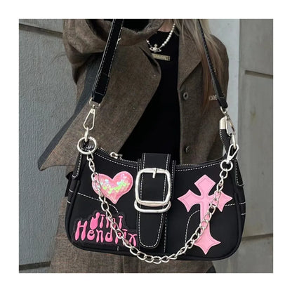 Y2K Black And Pink Shoulder Bag