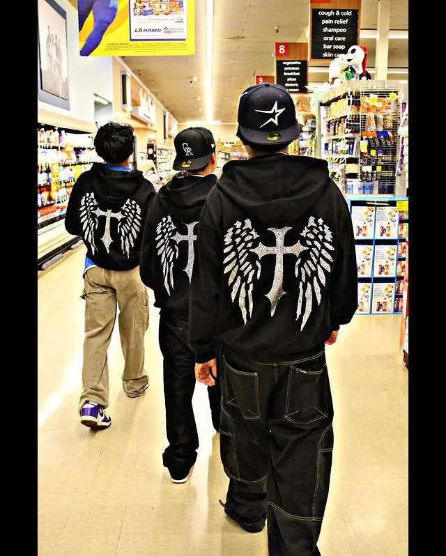 Casual Streetwear Rhinestone Hoodie
