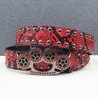 Brass knuckle Leather Belt