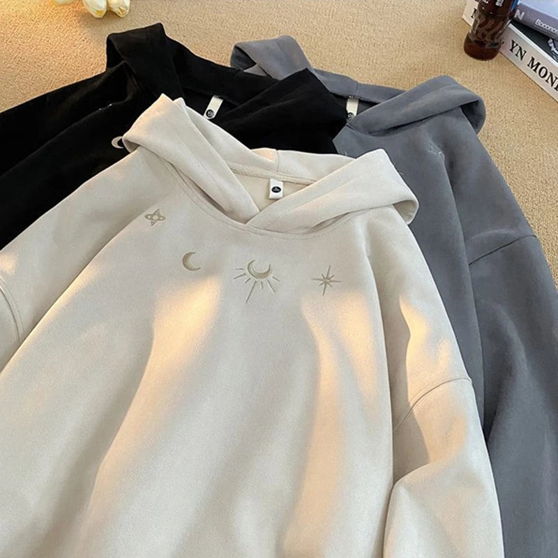 Winter Star Badge Chic Embroidery  Hoodie