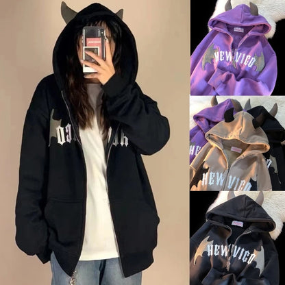 Womens Devil Horn Zip-Up Sweatshirt