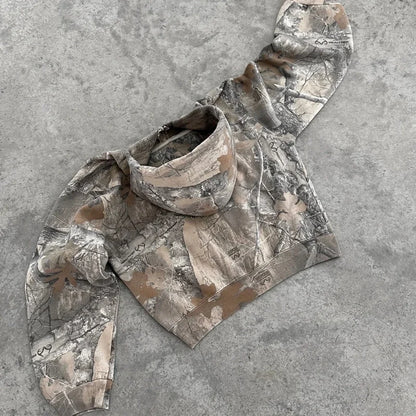 Retro Streetwear Camouflage Zip-Up