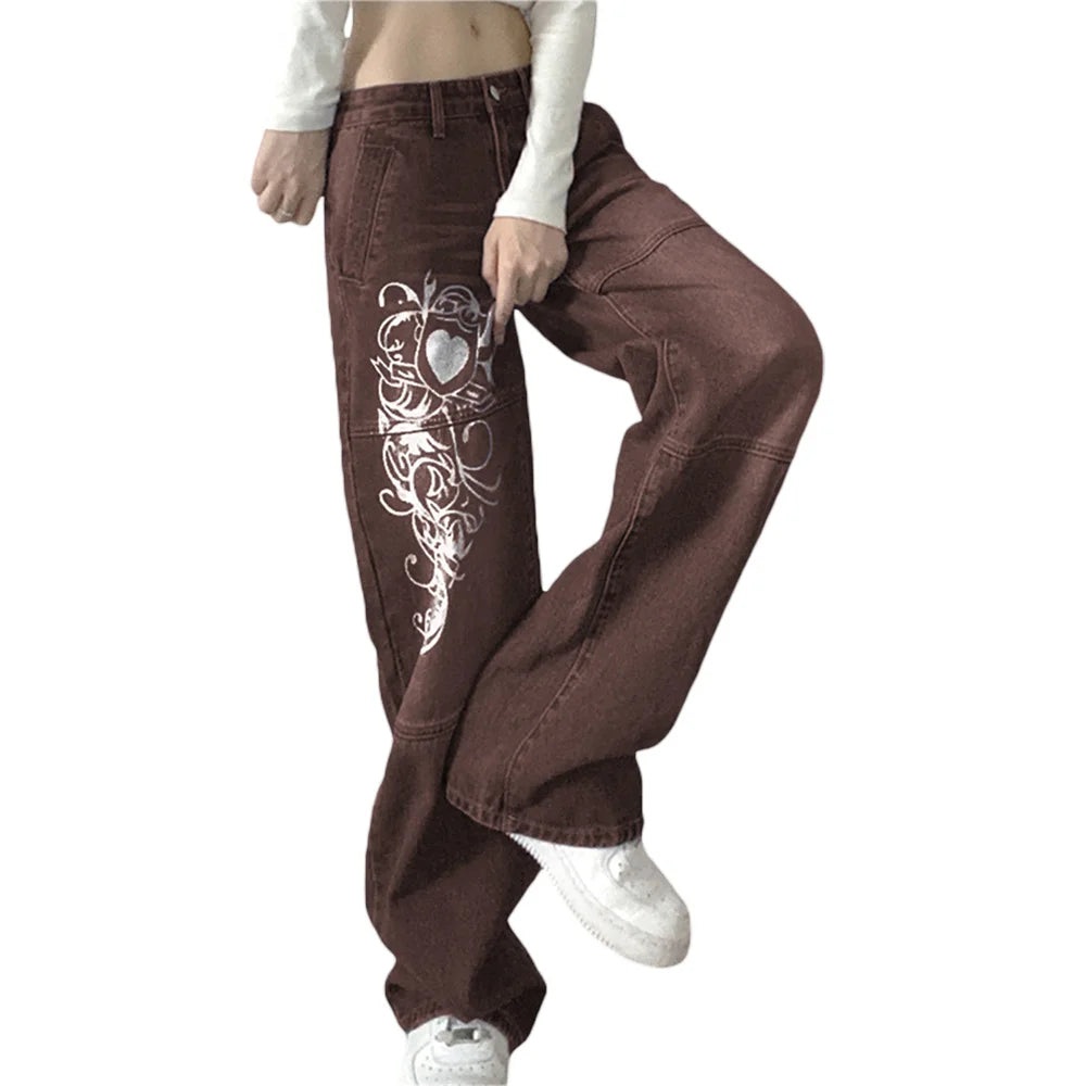 Low Waisted Y2k Graphic Denim