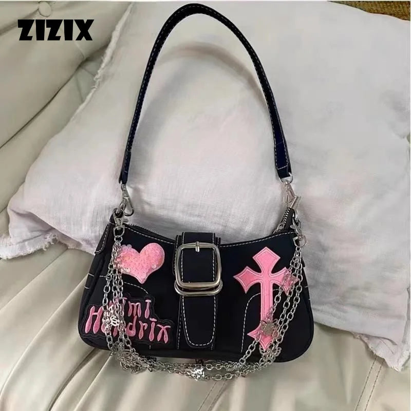 Y2K Black And Pink Shoulder Bag