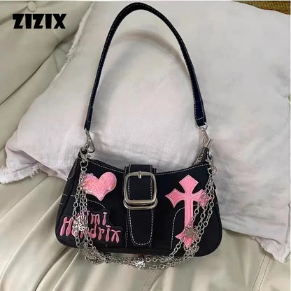 Y2K Black And Pink Shoulder Bag