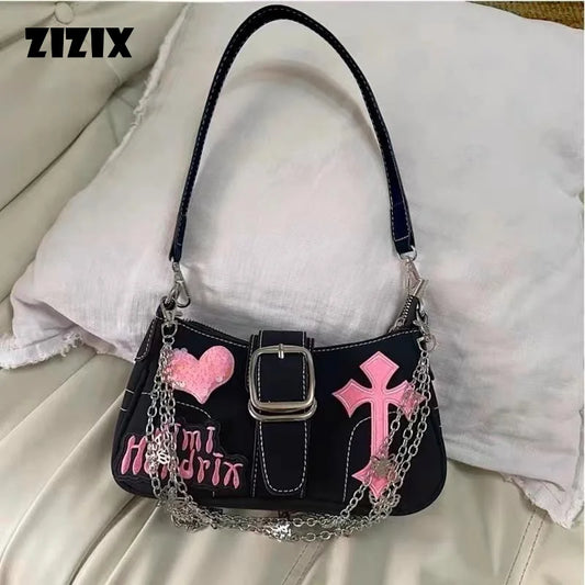 Y2K Black And Pink Shoulder Bag