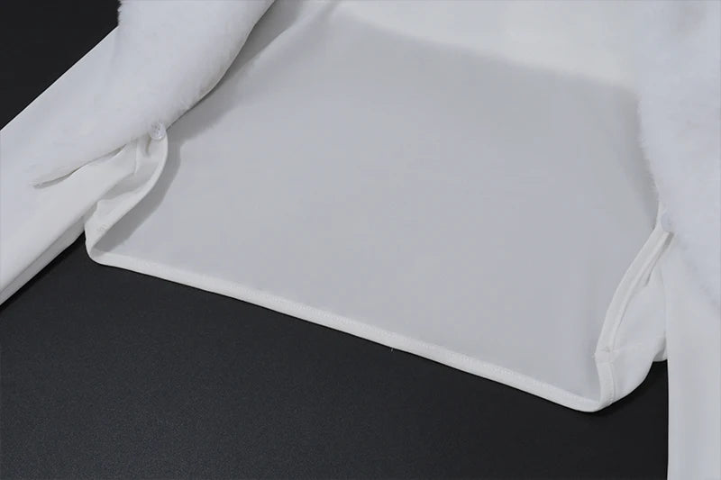 Candyhot Faux Fur Long Sleeve Cardigan and Mini Skirt Y2K 2 Pieces Set