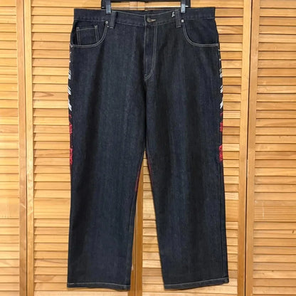 Letter Embroidery Pattern Jeans