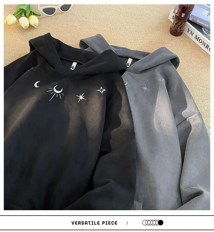Winter Star Badge Chic Embroidery  Hoodie