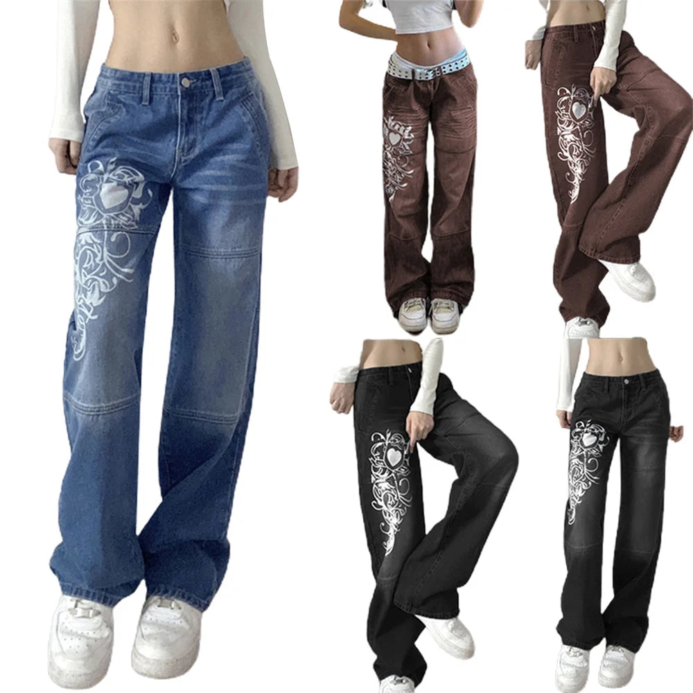 Low Waisted Y2k Graphic Denim