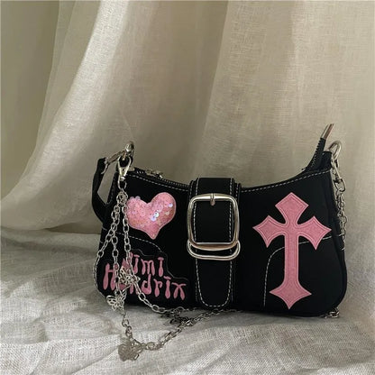 Y2K Black And Pink Shoulder Bag