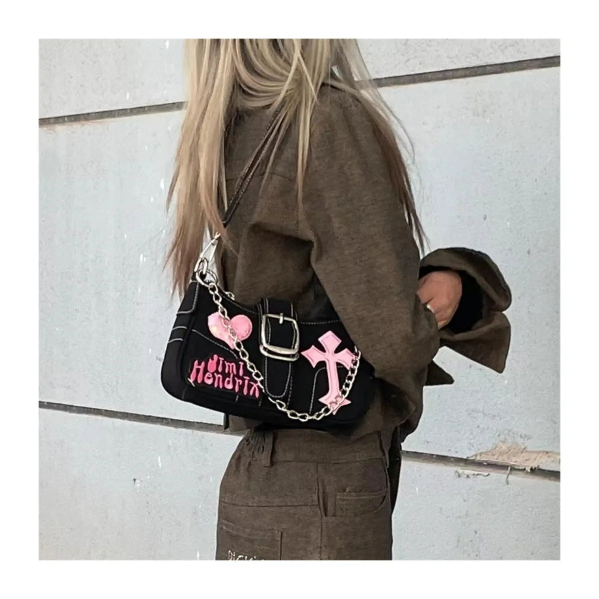 Y2K Black And Pink Shoulder Bag