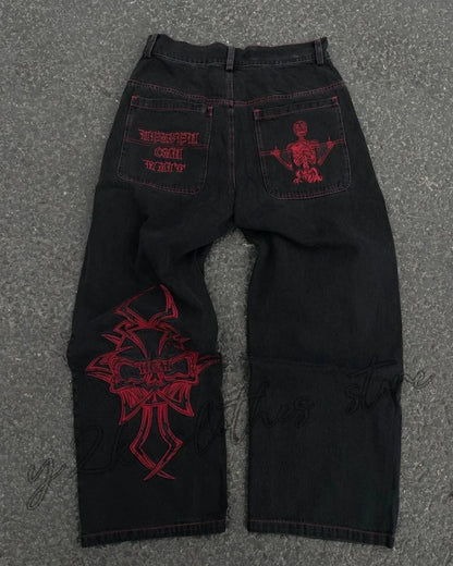 High Waist Graphic Streetwear Jeans